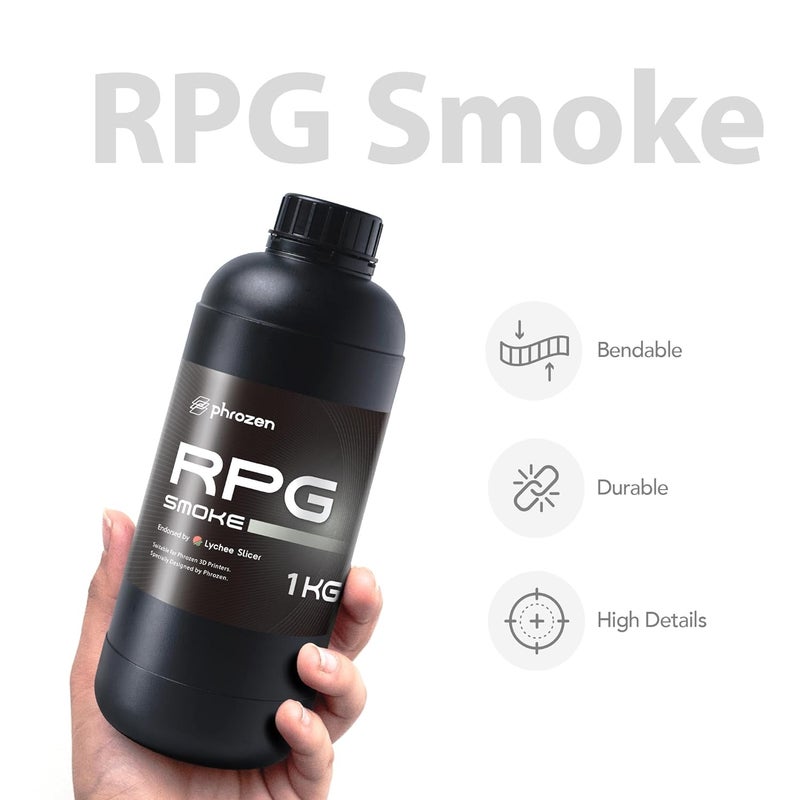 Phrozen 3D Printer Rapid Resin [RPG], Low Shrinkage Superior Precision Smooth Surface Finish, 405nm LCD UV-Curing Photopolymer Resin, Smoke (1KG) - Image 2